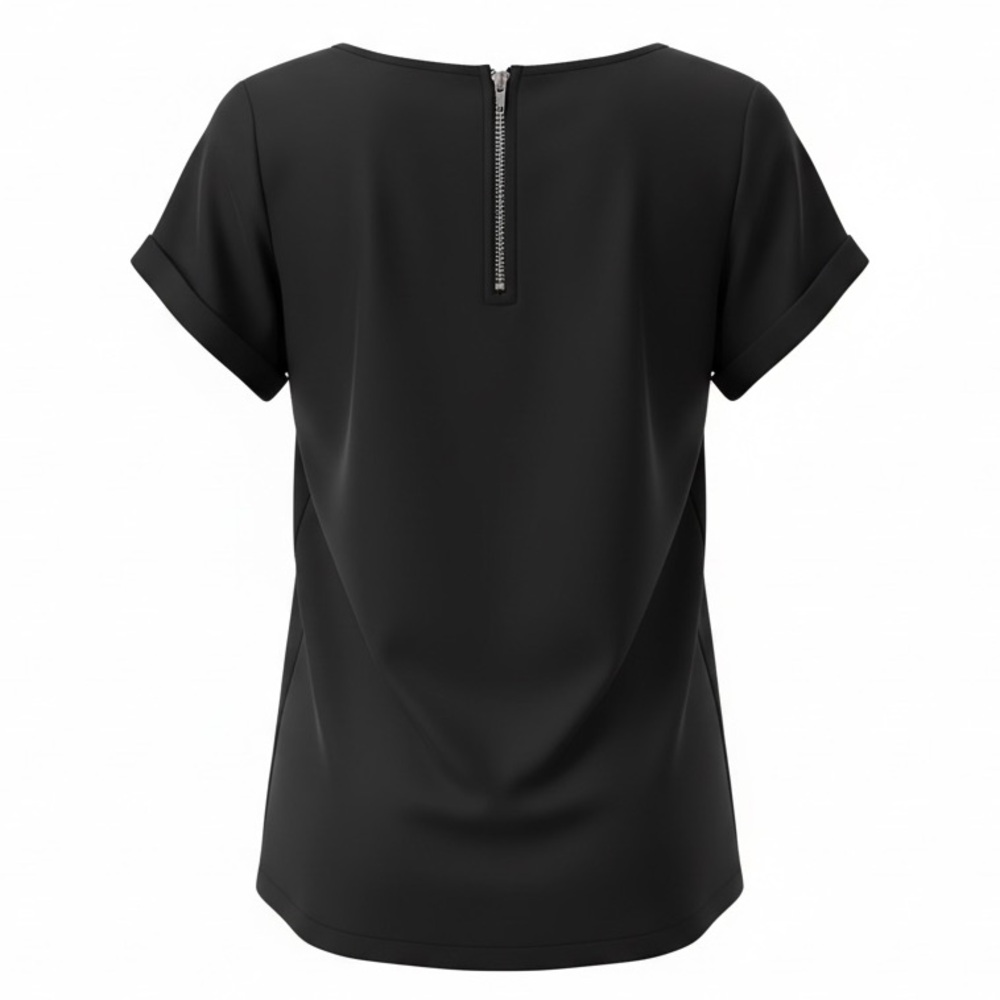 NEW Express Black Short Sleeve Back Zip Blouse Size Small - Picture 4 of 6